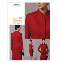 8614 VOGUE RAISED NECK SNAP JACKET, SLEEVELESS FLANGE DRESS PATTERN 16-22